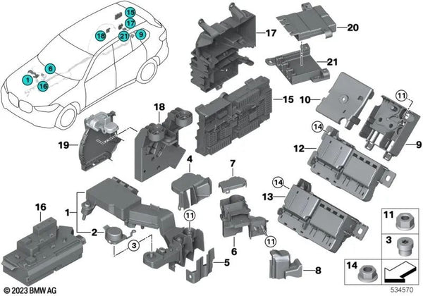 Distribuidor de corriente trasero para BMW X5 F95, G05, G18; X6 F96, G06; X7 G07 (OEM 61148706213). Original BMW