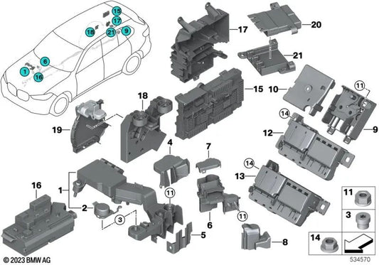 Power Distributor Cover for BMW F95, G05, G18, G06, G07, G09 (OEM 61146841567). Original BMW.