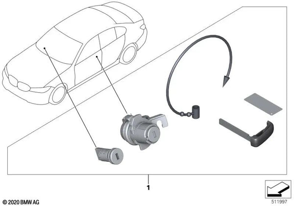 Juego de cierre codificado para BMW G20, G21, G80, G81, F97N, G01, G01N, F98N (OEM 51217449954). Original BMW