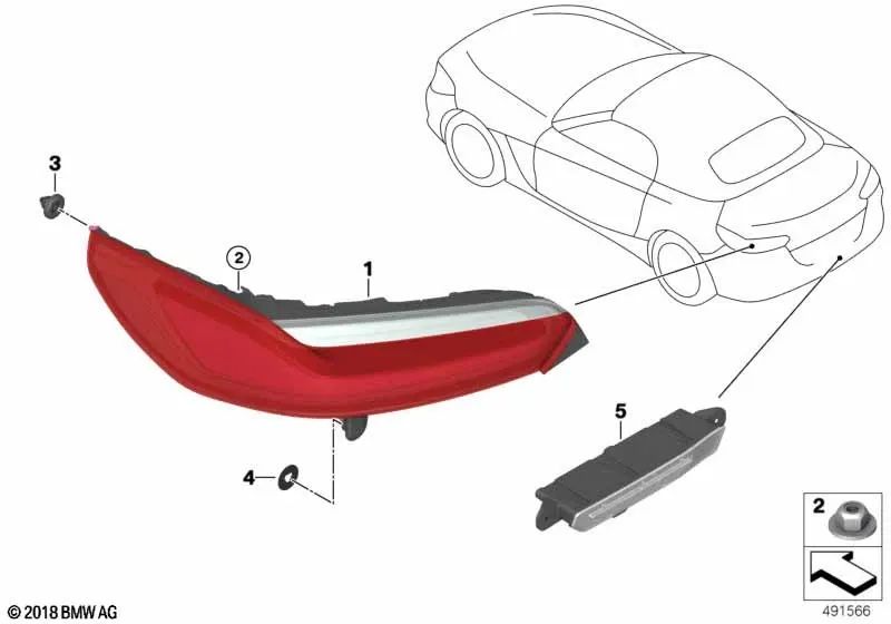 Piloto Trasero Parachoques para BMW Z4 G29 (OEM 63217450452). Original BMW.