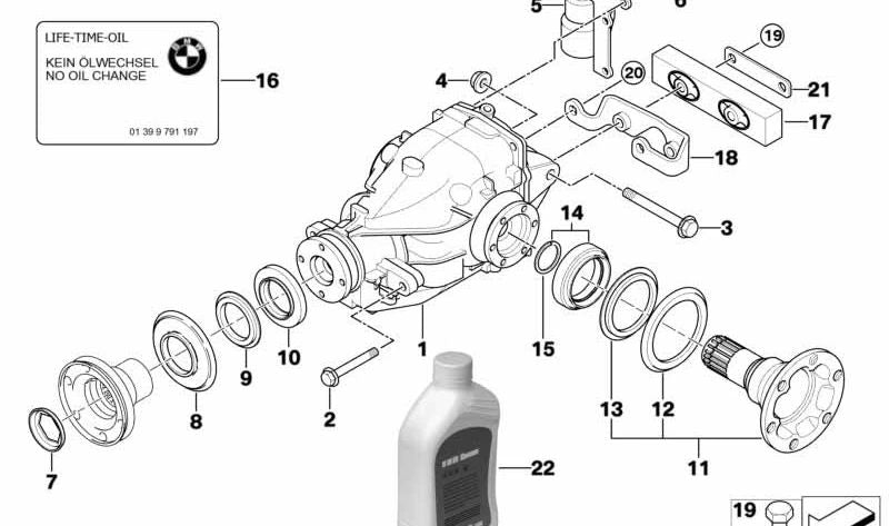 Amortiguador de vibraciones con soporte OEM 33107518863 para BMW E46. Original BMW.