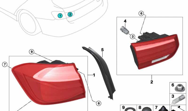 Rechte hintere Pilot -OEM 63217456520 für BMW F30, F80. Original BMW