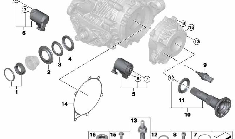 Brida de salida diferencial OEM 33107594401 para BMW E70, E71, F15, F16. Original BMW.