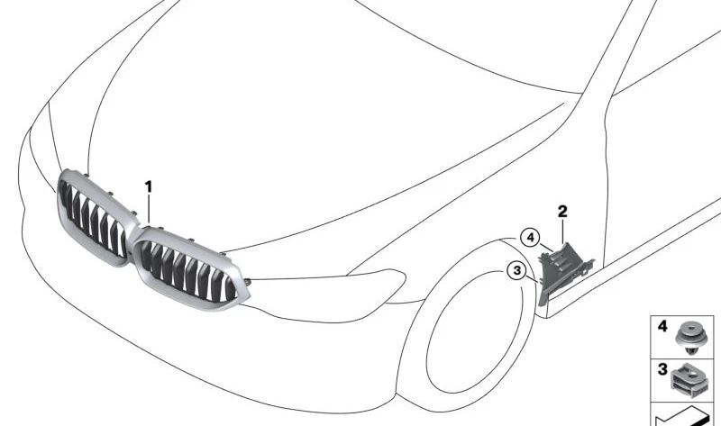 Rejilla decorativa delantera OEM 51139464246 para BMW G32 (Serie 6 Gran Turismo). Original BMW