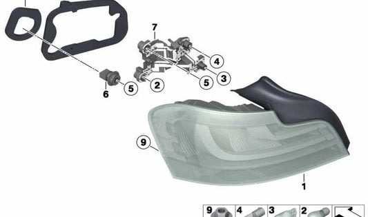 Lanterna traseira direita OEM 63217327274 para BMW E82, E88 (Série 1 Coupé e Cabrio). BMW originais.