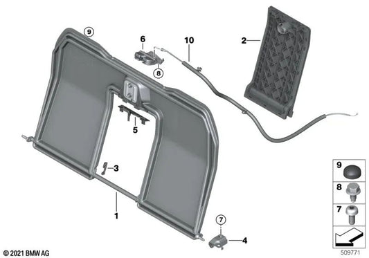 Bowden cable for remote backrest release for BMW G23, G83 (OEM 52206993593). Genuine BMW