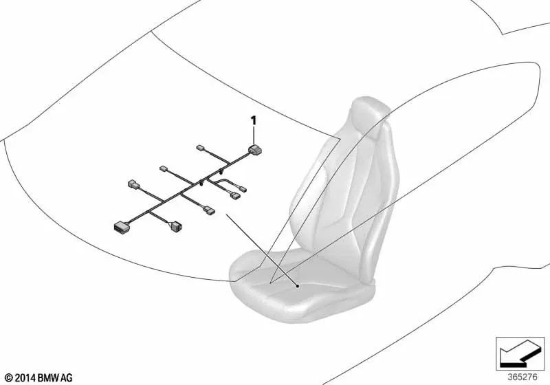 Driver Side Seat Wiring for BMW I01, I12, I12N (OEM 61129339278). Genuine BMW