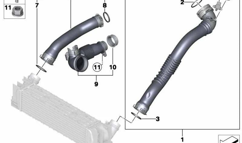 Conducto de Carga de Aire para BMW F20, F21, F22, F23, F30, F31, F34, F35, F32, F33, F25, F26 (OEM 13717605044). Original BMW