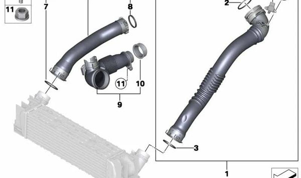 Conducción del Aire de Carga para BMW F34, F36 (OEM 13718608734). Original BMW