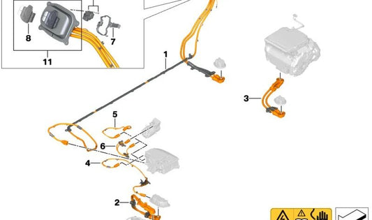 High voltage wiring harness for battery OEM 61125A0C137 compatible with BMW iX3 (I20). Original BMW.