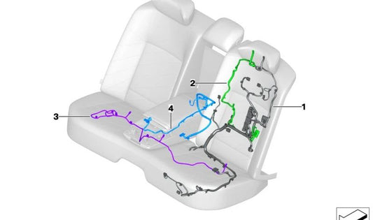 Arnés de cableado asiento confort trasero izquierdo OEM 61125A756A4 para BMW (Modelos compatibles: Serie 1 F20, Serie 2 F22, Serie 3 F30, Serie 4 F32, Serie 5 G30, Serie 6 G32, Serie 7 G11, X1 F48, X3 G01, X5 G05, X7 G07). Original BMW.