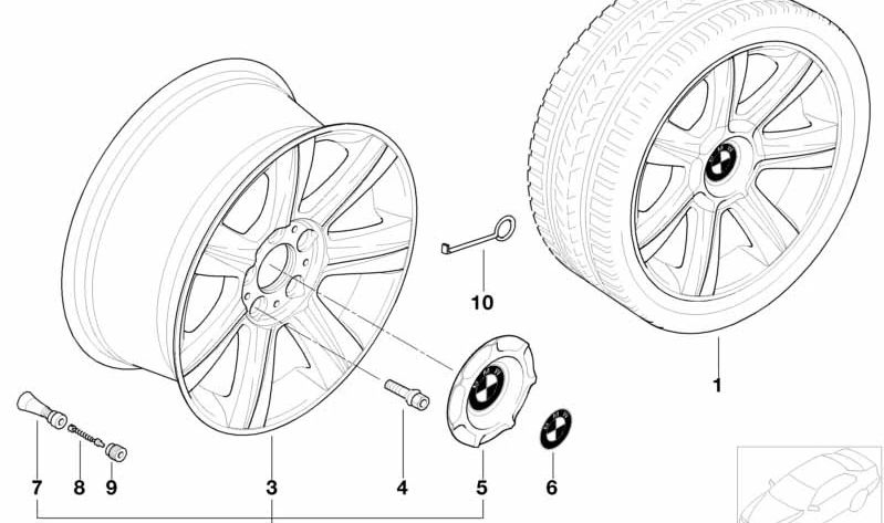 Llanta de Aleación para BMW E36, E46 (OEM 36116755857). Original BMW