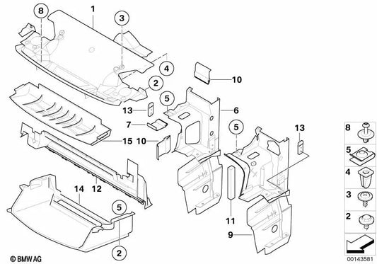 Conducto de aire izquierda para BMW Serie 3 E36 (OEM 51718165311). Original BMW