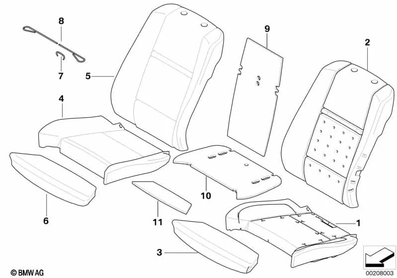 Funda Asiento Confort de Cuero para BMW E71 (OEM 52107322483). Original BMW.