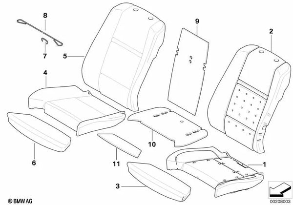 Funda Respaldo de Cuero Derecha para BMW X5 E70N, X6 E71, E72 (OEM 52107254806). Original BMW.