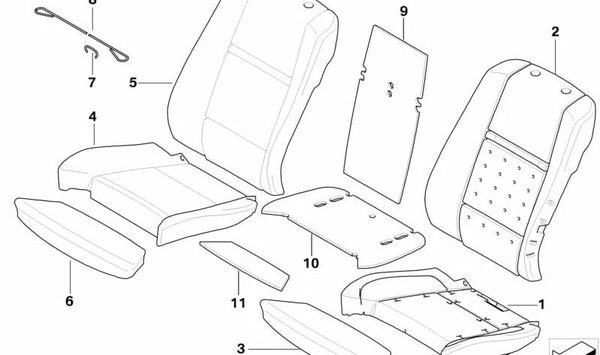 Cojín de asiento OEM 52109168681 para BMW X5 (E70) y BMW X6 (E71). Original BMW.