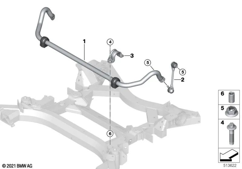 Pendelstabilizador delantero para BMW I20 (OEM 31305A806C2). Original BMW.