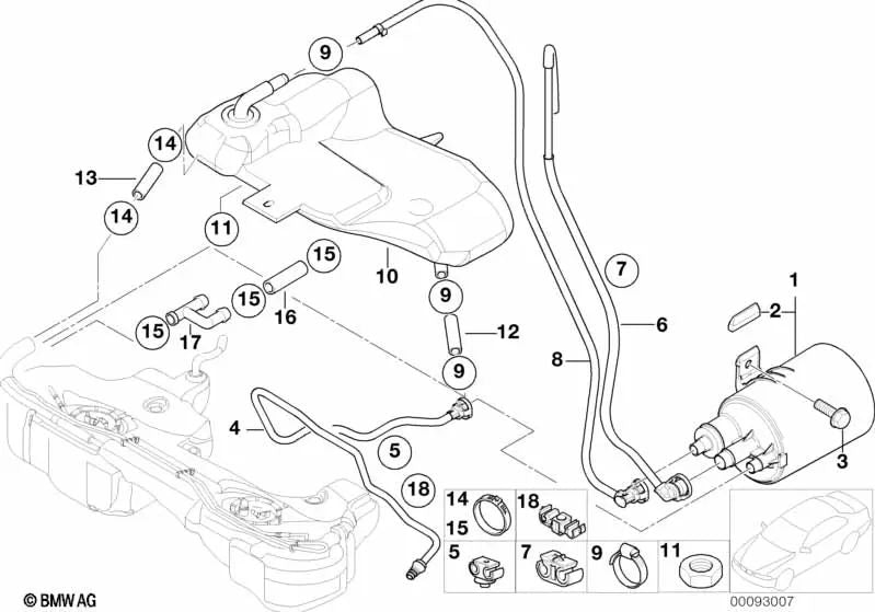 Entlüftungsrohr für BMW E46 (OEM 16136751873). Original BMW.