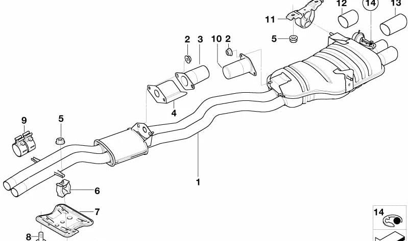 Amortiguador intermedio y trasero para BMW Serie 3 E46 (OEM 18107521045). Original BMW