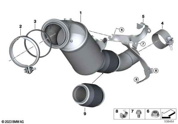 Soporte de catalizador cercano al motor para BMW Serie 1 F20N, F21N Serie 2 F22N, F23N Serie 3 F30N, F31N Serie 4 F32N, F36N (OEM 18328685238). Original BMW.