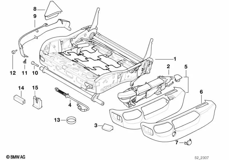 Cubierta izquierda para BMW E39, E38 (OEM 52108238487). Original BMW