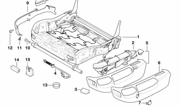 Estructura del asiento izquierda OEM 52108196285 para BMW Serie 5 (E39), Serie 7 (E38). Original BMW.