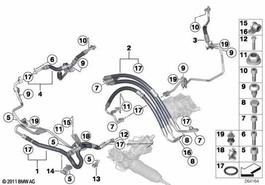 Tubería de retorno Dynamic Drive para BMW F07, F10, F11, F06, F12, F13, F01N, F02N (OEM 32416791633). Original BMW.