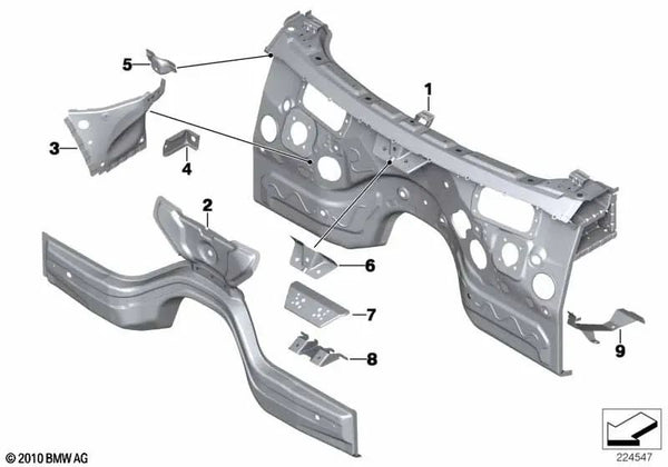 Pared delantera para BMW F25, F26 (OEM 41007267116). Original BMW