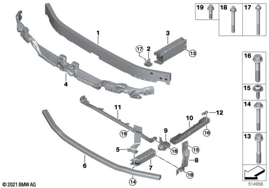 Conexión vertical derecha para BMW Serie 2 U06 (OEM 51119447616). Original BMW.