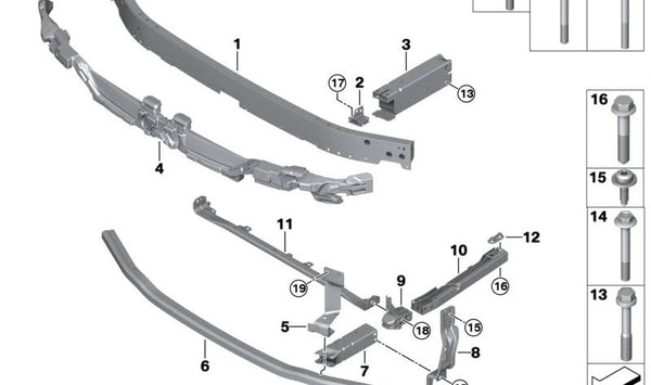 Conexión vertical izquierda para BMW Serie 2 U06 (OEM 51119880877). Original BMW