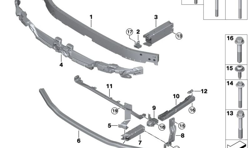 Soporte de parachoques delantero inferior para BMW Serie 2 U06 (OEM 51118737237). Original BMW