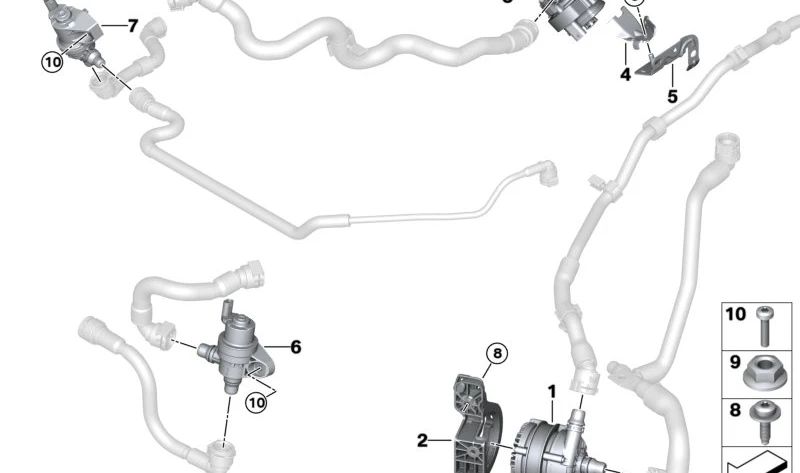 Bomba adicional de refrigerante para BMW Serie 1 F70, Serie 2 U06, X1 U11 U12, X2 U10, MINI U25 (OEM 11519455020). Original BMW