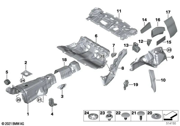 Aislamiento acústico del suelo trasero para BMW G21, G21N, G81, G81N (OEM 51477446768). Original BMW