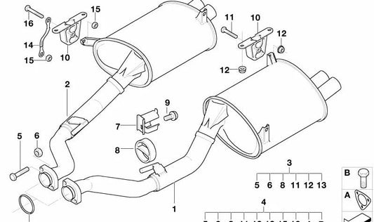 Silenziatore posteriore destro per BMW F07, F10, F11, F06, F12, F13, F01N, F02N (OEM 18101404318). BMW originale