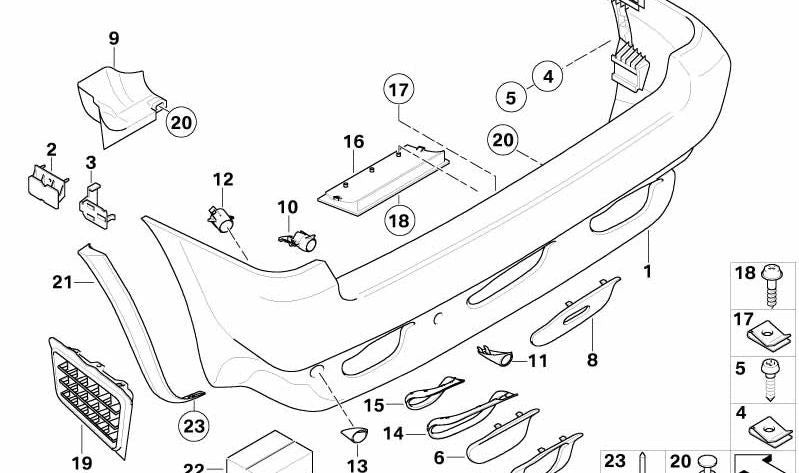 Cubierta derecha para BMW X5 E53 (OEM 51127002956). Original BMW