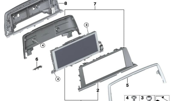 Pantalla Central de Información (CID) OEM 65509284975 para BMW F06, F12, F13. Original BMW