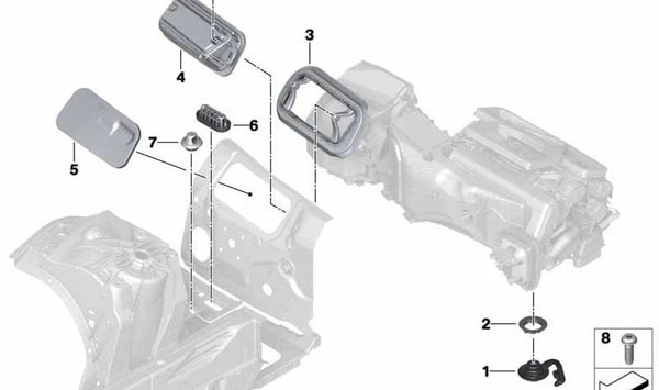 Dichtrahmen para BMW Serie 5 F90, G30, G31, Serie 6 G32, Serie 7 G11, G12, Serie 8 F91, F92, G14, G15 (OEM 64319301584). Original BMW.