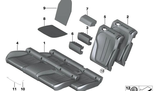 Pieza de espuma del respaldo izquierda para BMW X6 F16, F86 (OEM 52207327953). Original BMW