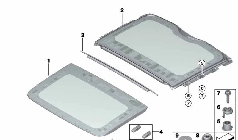 Techo de cristal trasero iluminado OEM 54107373641 para BMW G12. Original BMW.