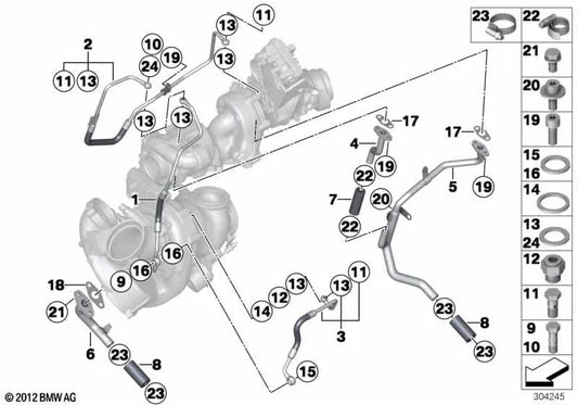 Hollow screw for BMW 5 Series F10, F11 7 Series F01N, F02N X5 E70N, F15 X6 E71, F16 (OEM 11428514467). Original BMW