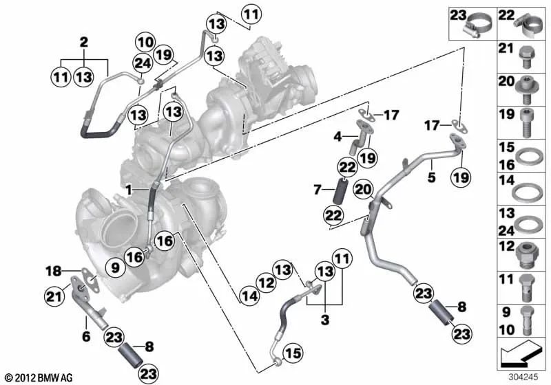 Junta sin amianto para BMW Serie 3 E90, E91, E92, Serie 5 E60, F10, F11, Serie 6 E63N, E64N, Serie 7 F01N, F02N, X3 E83N, X5 E70, F15, X6 E71, F16 (OEM 11427792254). Original BMW