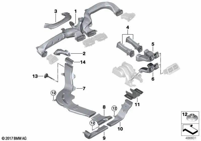 Conducto de aire para BMW F90, G30, G31, G38, G32 (OEM 64229330653). Original BMW