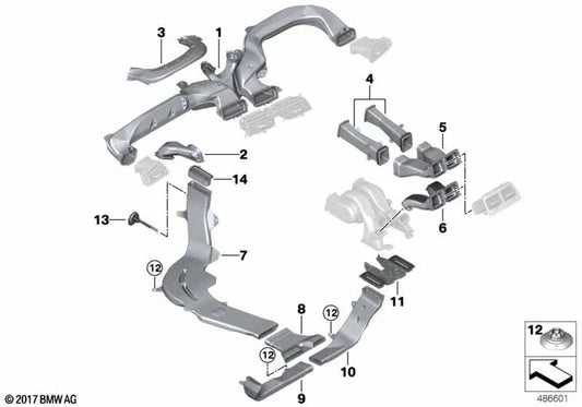 Conducto de aire para BMW F90, G30, G31, G38, G32 (OEM 64229330653). Original BMW