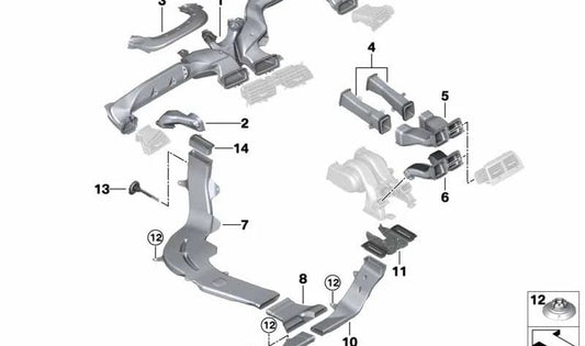 Right Rear Air duct OEM 64226995674 for BMW F90, G30, G31, G32. Original BMW.