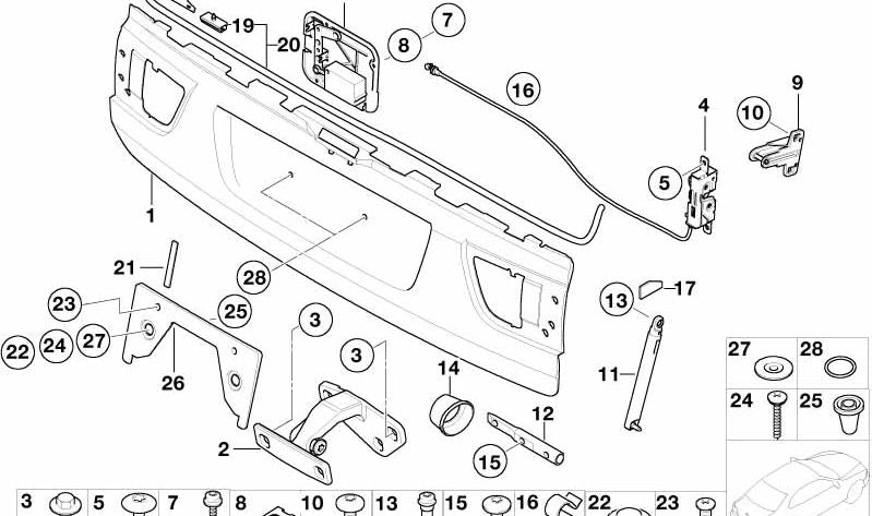 Tornillo de chapa de cabeza redonda para BMW E81, E87, E82, E36, E46, E92, F07, F10, F11, F18, F06, F13, E32, E38, F01N, F02N, F04, E53, E70, F25, F26, E52 (OEM 07147117570). Original BMW.