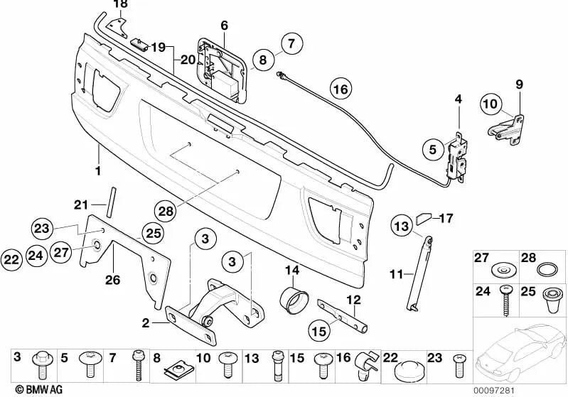 Tuerca de chapa para BMW Serie 1 E81, E82, E87, E87N, E88, F20, F20N, F21, F21N, F40, F52; Serie 2 F22, F22N, F23, F23N, F44, F45, F45N, F46, F46N, F87, F87N, G42, G87, U06; Serie 3 E21, E30, E36, E46, E90, E90N, E91, E91N, E92, E92N, E93, E93N, F30, F30N