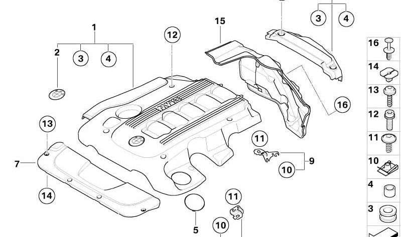 Cubierta de Diseño para Radiador para BMW E65, E66 (OEM 11147788914). Original BMW