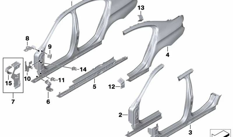 Verstärkungsplatte C-Säule rechts für BMW F10 (OEM 41219240052). Original BMW