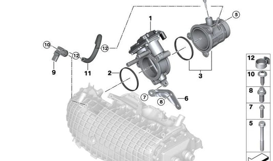 Tubo flexible de admisión OEM 13627801816 para BMW I12, I15. Original BMW.