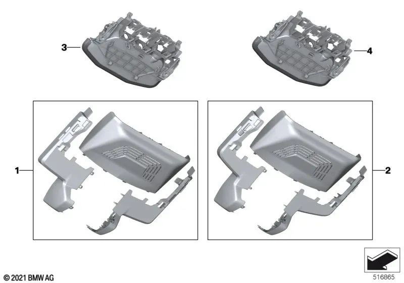 Juego de cubiertas para bases de espejos para BMW I20 (OEM 51165A3B1A2). Original BMW